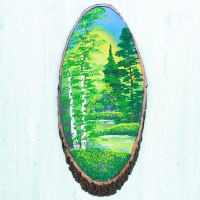 14160834 - Картина на спиле дерева закат в лесу 55 см лето