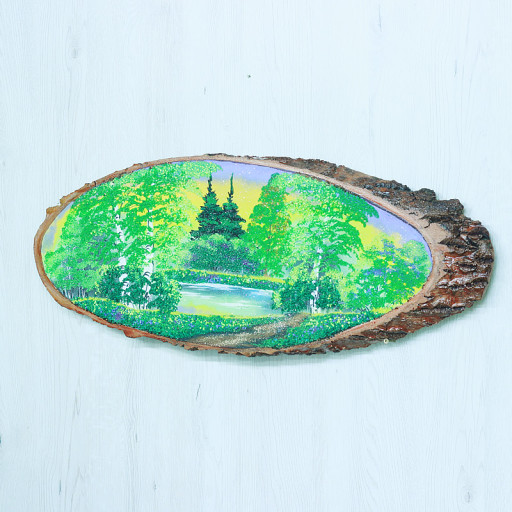 14161144 - Картина на спиле дерева закат в лесу 70 см лето.