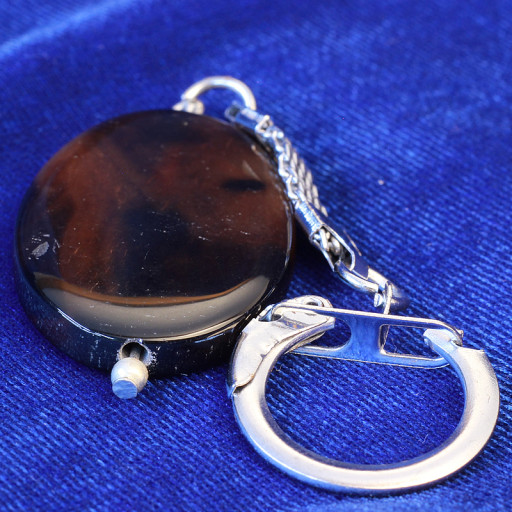 432022 - Брелок овальная таблетка обсидиан