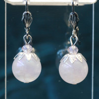 431004 - Серьги шарик из розового кварца