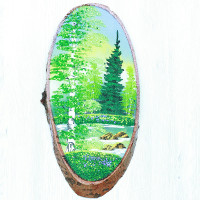 14161035 - Картина на спиле дерева утренний лес 65 см лето