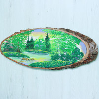 14161045 - Картина на спиле дерева утренний лес 65 см лето