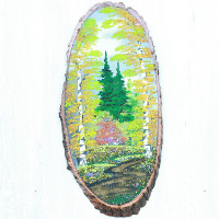 14160767 - Картина на спиле дерева лесная тропинка 50 см осень