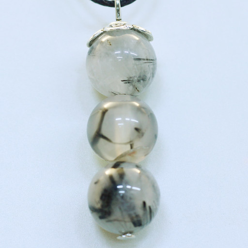 421103 - Подвеска три шарика 10 мм из агата волосатика