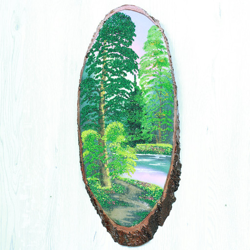 14160838 - Картина на спиле дерева извилистая тропинка 55 см лето