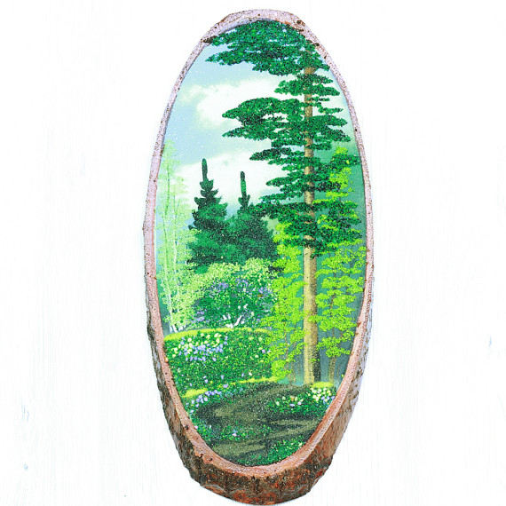 14160738 - Картина на спиле дерева извилистая тропинка у сосны 50 см лето.