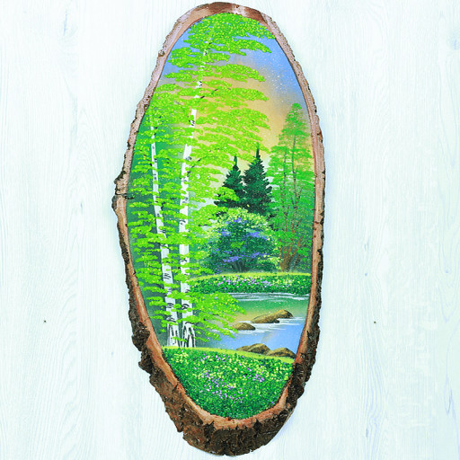 14160934 - Картина на спиле дерева закат в лесу 60 см лето